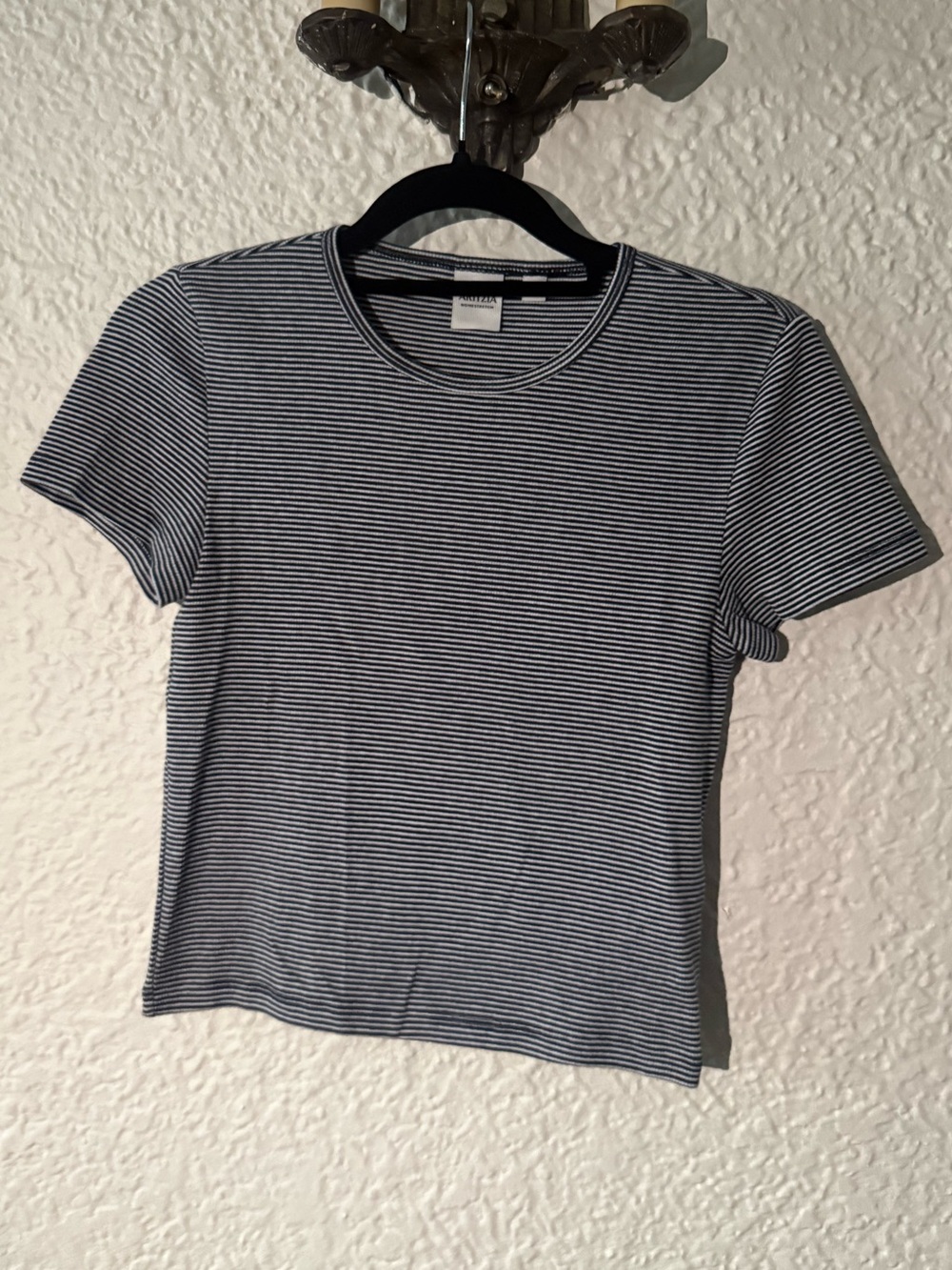 Aritzia Homestretch Navy White Striped Tee